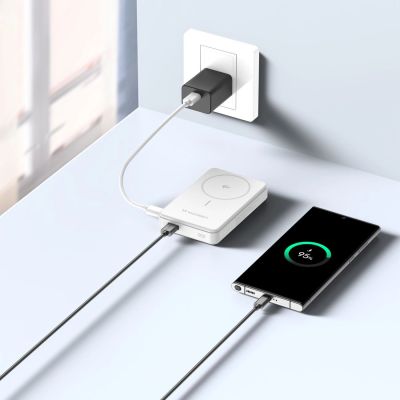 14. Powerbank Wozinsky WLWP-10KA0Y3WS 22.5W PD Qi2 10000 mAh, with stand, 1x USB-A, 1x USB-C - white