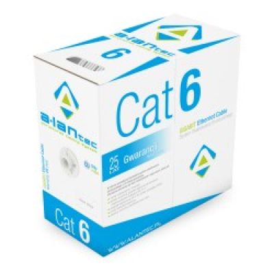 2. Alantec U/UTP Cat.6 Network Cable, LSOH, Dca 4x2x23 AWG, 1Gb/s (10Gb/s up to 55m), 450 MHz, Gray, 305m (KIU6LSOH305D)