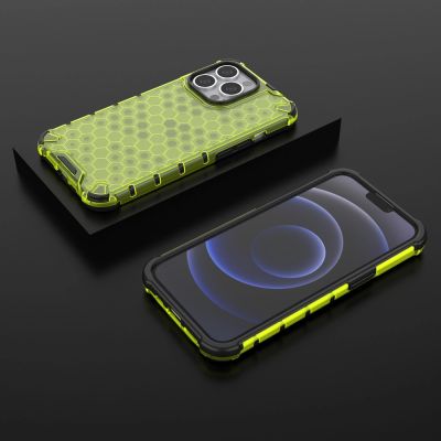 13. Honeycomb Case armor cover with TPU Bumper for iPhone 13 Pro green
