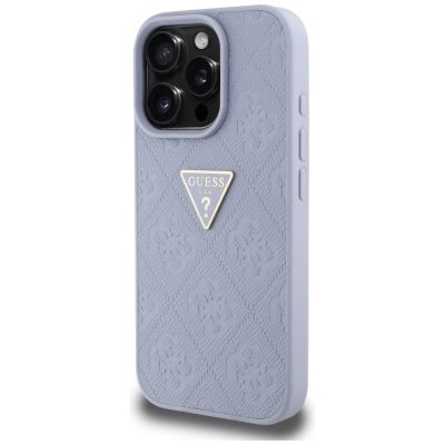 2. Guess Hot Stamp 4G Pattern Triangle Metal Logo iPhone 16 Pro Case - Purple