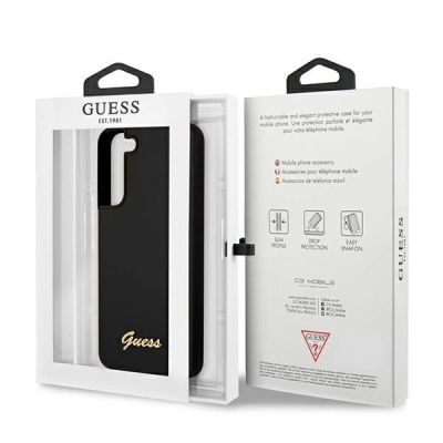 8. Guess Silicone Script Metal Logo Case for Samsung Galaxy S22+ - Black