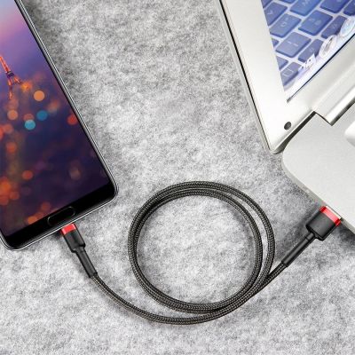 12. Baseus Cafule Cable durable nylon cable USB / USB-C QC3.0 2A 3M black-red (CATKLF-U91)