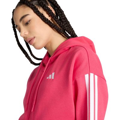 4. Women's adidas Essentials 3-Stripes Full-Zip Fleece Hoodie Pink KF6272