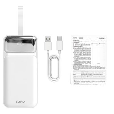 5. Power bank SAVIO BA-15 50000 mAh, white