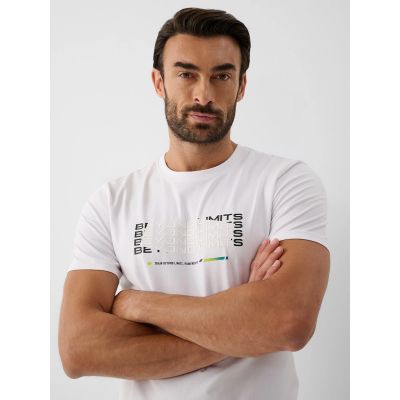 3. Men's slim T-shirt with print 4F 4FRAW26TTSHM4666-10S