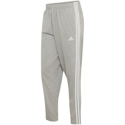 2. Men's adidas Essentials 3-Stripes Single Jersey Tapered Open Hem Pants Gray KY4215