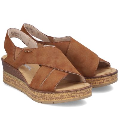 4. Comfortable women's wedge sandals, brown, Rieker 63782-24