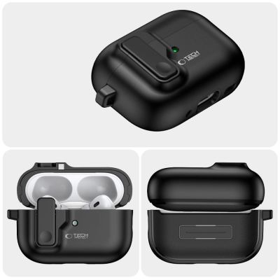 4. Tech-Protect Slim Hook Case with Carabiner for Apple AirPods Pro 1 / 2 - Black