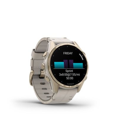 4. Garmin Fenix 8 43mm AMOLED Sapphire Titanium Soft Gold with Limestone Leather Strap