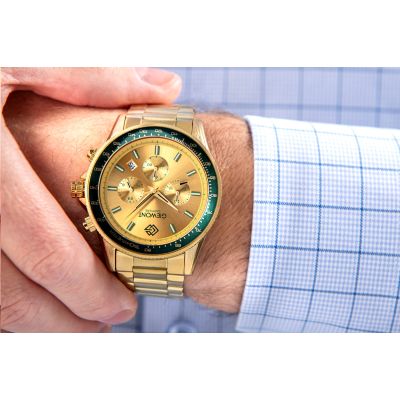 4. Men's Watch Giewont Chronograph Sapphire Gold Green GW3520-B6