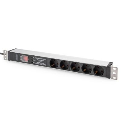 7. Digitus Power strip with aluminum profile and switch, surge protection, integrated mains filter, 5 sockets with contacts