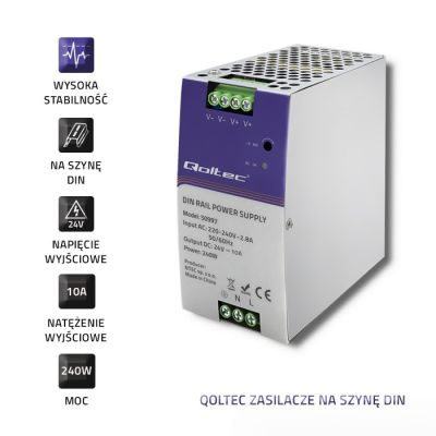4. QOLTEC INDUSTRIAL DIN RAIL POWER SUPPLY | 240W | 24V | 10A