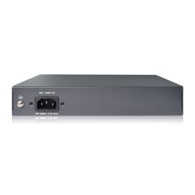 12. Unmanaged network switch 19" 8x RJ45 10/100 Mb/s, 2x FastEthernet uplink, PoE+ 120W budget