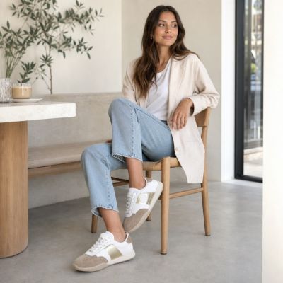 5. Women's leather shoes in white and beige Artiker 58C1113