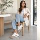 5. Women's leather shoes in white and beige Artiker 58C1113