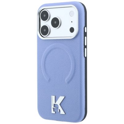 2. Karl Lagerfeld Grained Embossed Ring & Kameo Logo MagSafe Case for iPhone 18 Pro / 17 Pro - Light Blue