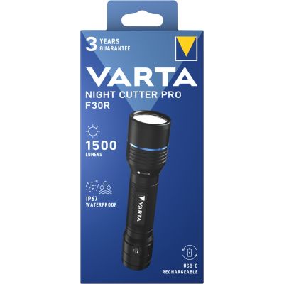 4. Varta Night Cutter Pro F30R Black LED Handheld Flashlight