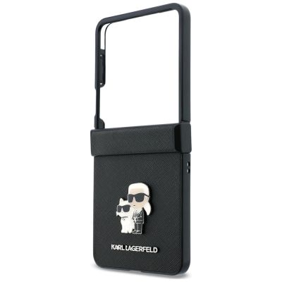 5. Karl Lagerfeld Karl&Choupette Saffiano Pins Case for Samsung Galaxy Z Flip 8 - Black