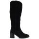 2. Women's leather cowboy boots with heels, suede, black, Vinceza 133103