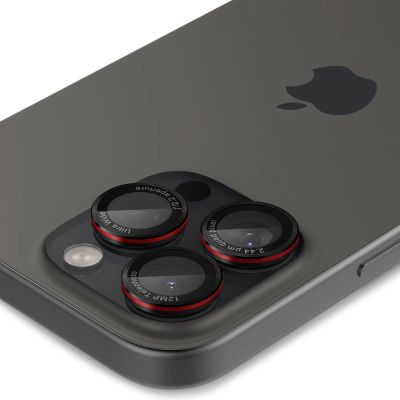 6. Spigen Optik Pro L-Series Glas.tR EZ Fit Tempered Glass for iPhone 14 Pro / Pro Max / 15 Pro / Pro Max / 16 Pro / 16 Pro Max / 17 Pro / 17 Pro Max - Black with Red Edge
