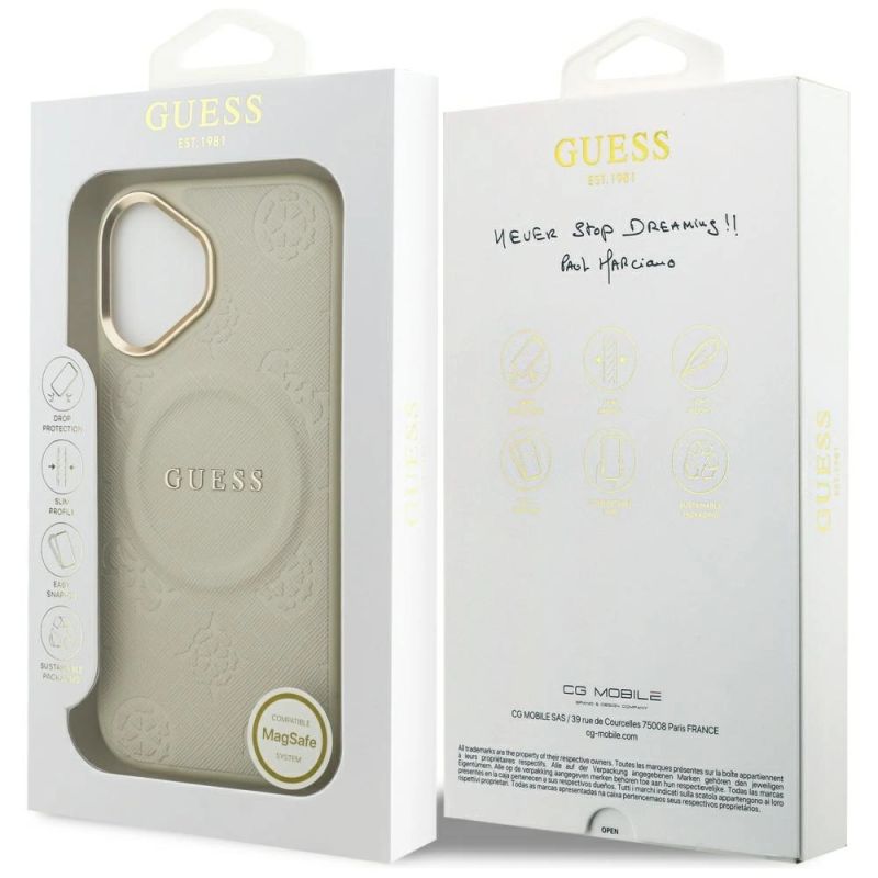 8. Guess Peony Hot Stamp MagSafe iPhone 17 Case - Beige