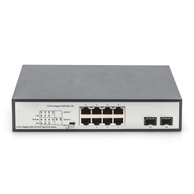 15. Digitus Unmanaged desktop network switch 8x RJ45 Gb/s (including 6xPoE) + 2x SFP, PoE++ max budget 180W