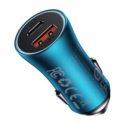 Baseus Golden Contactor Max fast car charger USB + USB type C 60 W Quick Charge blue (CGJM000103)