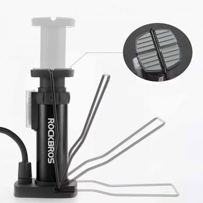 4. Rockbros 42610002001 Floor Bicycle Pump with Pressure Gauge - Black