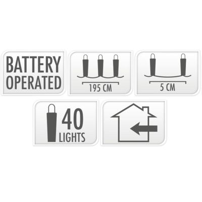 3. BATTERY-OPERATED WIRE LAMPS GARLAND 40 LED SUPER WARM WHITE
