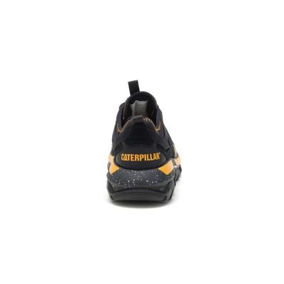 4. Cat Caterpillar Raider Sport Men's Suede Sneakers Black/Yellow (P724513)