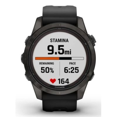 11. Garmin Fenix 7S Pro 42mm Sapphire Solar Gray Titanium DLC Watch with Black Strap