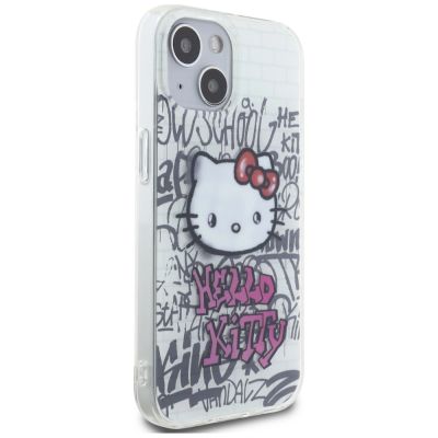 4. Hello Kitty IML Kitty On Bricks Graffiti case for iPhone 15 - white
