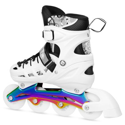 4. NH10905 4in1 LED WHITE ROLLER SKATES WITH RAINBOW HOCKEY BLADE SIZE M (35-38) NILS EXTREME