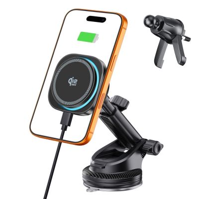 2. Tech-Protect V20 MagSafe Car Holder for Windshield/Air Vent/Dashboard 25W QI2.2 - Black