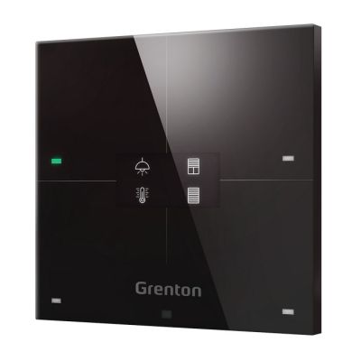 Grenton smart panel / 4 touch fields / OLED display / TF-Bus / black glass front