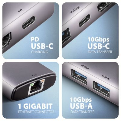 3. Axagon HMC-6G2L Wired Docking Station USB 3.2 Gen 2 (3.1 Gen 2) Type-C Aluminum