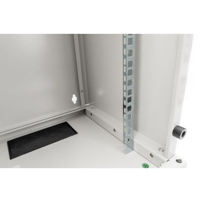 14. Wall-mounted network cabinet 10" 9U rack 312x300, glass door, gray, undivided, assembled, 30kg