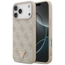 Guess Leather 4G Triangle Strass MagSafe Case for iPhone 17 Pro Max / 18 Pro Max - Pink