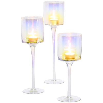 GLASS CANDLESTICK MIRROR EFFECT 25, 30, 35CM