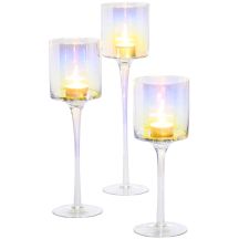 GLASS CANDLESTICK MIRROR EFFECT 25, 30, 35CM