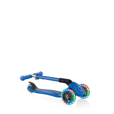 5. Globber Foldable 3-Wheel Scooter Lights Navy Blue Jr 437-100