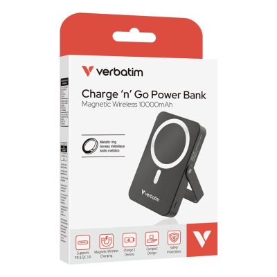 3. Verbatim Charge 'n' Go Magnetic Wireless Lithium Polymer (LiPo) 10000 mAh Wireless Charging Black