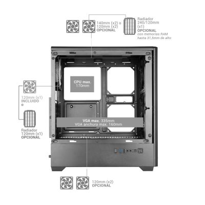21. TACENS MARS MC-QUANTUM 3xFDB120+1xARGB120 USB-C ATX-housing/cases