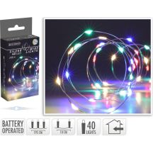 BATTERY-OPERATED WIRE LAMPS GARLAND 40 LED MULTICOLOR