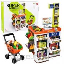 Large Supermarket with Checkout, Shopping Cart, Scanner, Accessories, Lights and Sounds, 60 pcs.