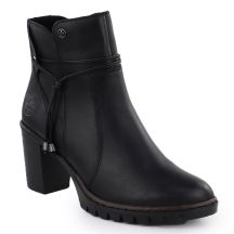Black Leather Block-Heel Ankle Boots Rieker Y2567-00