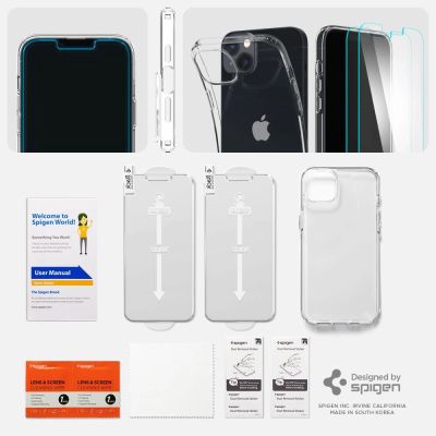 6. Spigen Crystal Case and Tempered Glass Set for iPhone 14 Plus - Clear