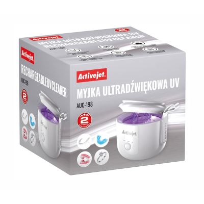 15. Activejet AUC-198 cordless ultrasonic UV cleaner. For dentures, braces, and jewelry, white.