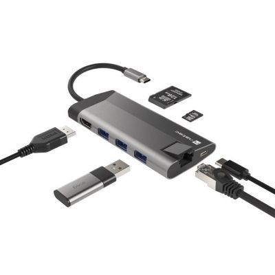 5. NATEC MULTIPORT ADAPTER FOWLER PLUS USB-C->USB 3.0 3X, HDMI 4K, USB-C PD, RJ45, MICRO SD NMP-1690