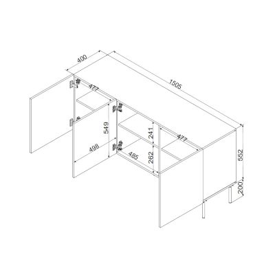 4. 3D PALAZZO BIS chest of drawers 151x40x75 white matt